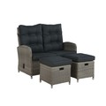 Alaterre Furniture Monaco All-Weather 3-Piece Set with Two-Seat Reclining Bench and Two Ottomans AWWH023HH